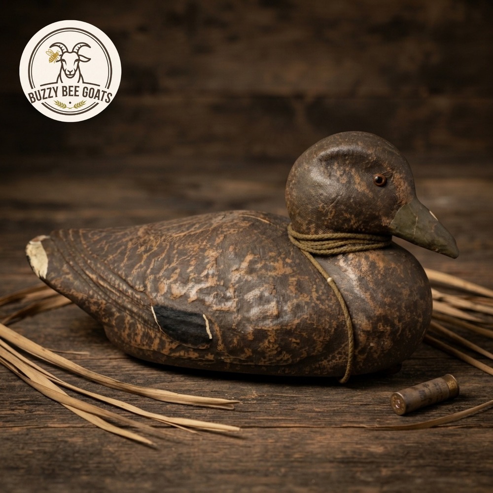 Vintage J.C. Higgins Life-Like Canvas Cork Duck Decoy Glass Eyes Folk Art 1940s